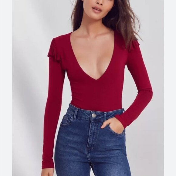 Urban Outfitters Out From Under Jasmine Ruffled Red Bodysuit Women’s Size XS - Picture 1 of 7